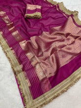 Load image into Gallery viewer, New Banarasi Tissue Silk Jacquard n Lace Work Fancy Designer Partywear Saree