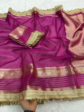 Load image into Gallery viewer, New Banarasi Tissue Silk Jacquard n Lace Work Fancy Designer Partywear Saree