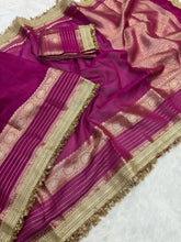 Load image into Gallery viewer, New Banarasi Tissue Silk Jacquard n Lace Work Fancy Designer Partywear Saree
