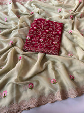 Load image into Gallery viewer, New Wedding Wear Pure Chinnon Embroidery n Stone Work Fancy Designer Saree With Blouse