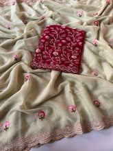 Load image into Gallery viewer, New Wedding Wear Pure Chinnon Embroidery n Stone Work Fancy Designer Saree With Blouse