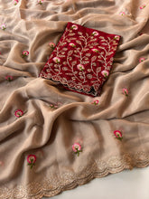 Load image into Gallery viewer, New Wedding Wear Pure Chinnon Embroidery n Stone Work Fancy Designer Saree With Blouse