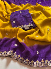 Load image into Gallery viewer, New Partywear Satin Chiffon Embroidery n Diamond Work Fancy Designer Saree With Blouse