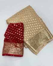 Load image into Gallery viewer, New Wedding Wear Viscose Georgette Jacquard Zari Work Fancy Designer Saree