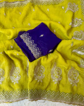 Load image into Gallery viewer, Latest Crunchy Chiffon Silk Embroidery n Cut Work Partywear Fancy Designer Saree With Blouse