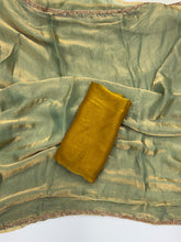 Load image into Gallery viewer, New Partywear Frandy Crush Silk Katdana Moti Lace Border Work Fancy Designer Saree With Blouse