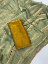 Load image into Gallery viewer, New Partywear Frandy Crush Silk Katdana Moti Lace Border Work Fancy Designer Saree With Blouse