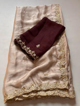 Load image into Gallery viewer, New Crush Chiffon Silk Embroidery n Diamond Work Partywear Fancy Designer Saree With Blouse