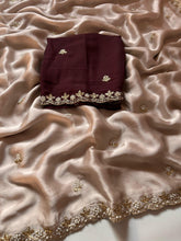 Load image into Gallery viewer, New Crush Chiffon Silk Embroidery n Diamond Work Partywear Fancy Designer Saree With Blouse