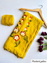 Load image into Gallery viewer, Faux Georgette Fancy Designer Hand Work n Hand Paint Work Fancy Designer Wedding Wear Saree With Blouse