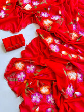 Load image into Gallery viewer, Faux Georgette Fancy Designer Hand Work n Hand Paint Work Fancy Designer Wedding Wear Saree With Blouse