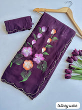 Load image into Gallery viewer, Faux Georgette Fancy Designer Hand Work n Hand Paint Work Fancy Designer Wedding Wear Saree With Blouse