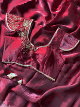 Load image into Gallery viewer, New Partywear Red Color Silk Fabric Fancy Designer Saree With Hand Work Cutt Dana Work Unstitched Blouse Piece