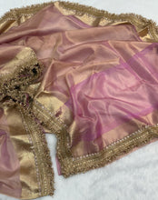 Load image into Gallery viewer, Latest Pink Color Banarasi Soft Tissue Silk Jacquard n Lace Work Fancy Designer Function Wear Saree