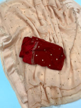 Load image into Gallery viewer, Latest Festive Wear Beige Color Georgette Satin Patta With Sequence Butti Work Fancy Designer Saree