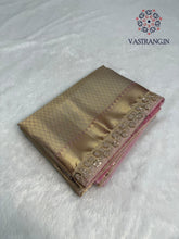 Load image into Gallery viewer, New Festive Wear Golden Color Banarasi Tissue Silk Jacquared Zari Weaving n Lace Work Fancy Designer Saree