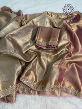 Load image into Gallery viewer, New Festive Wear Golden Color Banarasi Tissue Silk Jacquared Zari Weaving n Lace Work Fancy Designer Saree