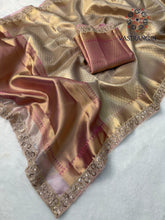 Load image into Gallery viewer, New Festive Wear Golden Color Banarasi Tissue Silk Jacquared Zari Weaving n Lace Work Fancy Designer Saree