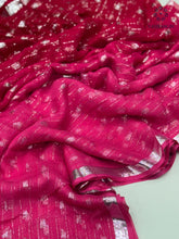 Load image into Gallery viewer, New Red n Pink Color Viscose Georgette Zari Work Fancy Designer Wedding Wear Saree