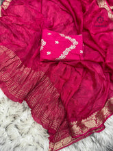 Load image into Gallery viewer, Wedding Wear Viscose Chinnon Fabric All Over Jacquard Weaving Pattern Fancy Designer Saree With Blouse