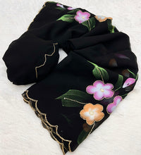 Load image into Gallery viewer, Faux Georgette Fancy Designer Hand Work n Hand Paint Work Fancy Designer Wedding Wear Saree With Blouse