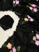 Load image into Gallery viewer, Faux Georgette Fancy Designer Hand Work n Hand Paint Work Fancy Designer Wedding Wear Saree With Blouse