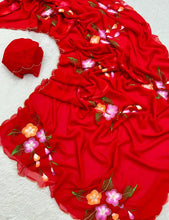 Load image into Gallery viewer, Faux Georgette Fancy Designer Hand Work n Hand Paint Work Fancy Designer Wedding Wear Saree With Blouse