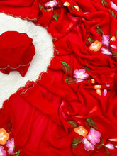 Load image into Gallery viewer, Faux Georgette Fancy Designer Hand Work n Hand Paint Work Fancy Designer Wedding Wear Saree With Blouse