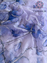 Load image into Gallery viewer, New Partywear Purple Color Organza Silk Printed Hand Work Fancy Designer Saree With Unstitched Blouse