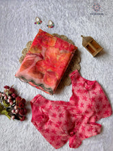 Load image into Gallery viewer, New Partywear Pink Color Organza Silk Printed Hand Work Fancy Designer Saree With Unstitched Blouse