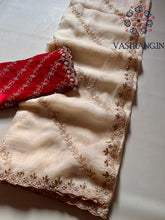 Load image into Gallery viewer, Latest Partywear Crunchy Chiffon Crush Silk Embroidery n Cut Work Fancy Designer Saree With Blouse