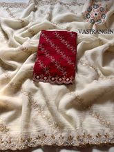 Load image into Gallery viewer, Latest Partywear Crunchy Chiffon Crush Silk Embroidery n Cut Work Fancy Designer Saree With Blouse