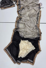 Load image into Gallery viewer, New Function Wear Black n White Color Pure Satin Silk Ajrak Printed Rich Pallu n Sequence Lace Work Fancy Designer Saree