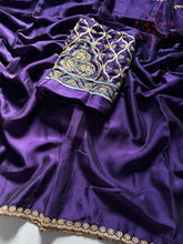 Load image into Gallery viewer, Purple Color Rangoli Silk Embroidery n Hand Work Fancy Designer Partywear Saree