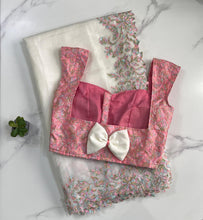 Load image into Gallery viewer, Beautiful Soft Tebby Silk Cream Color Embroidery Work Saree with Designer Unstitched Blouse