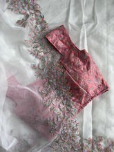 Load image into Gallery viewer, Beautiful Soft Tebby Silk Cream Color Embroidery Work Saree with Designer Unstitched Blouse