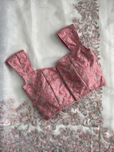 Load image into Gallery viewer, Beautiful Soft Tebby Silk Cream Color Embroidery Work Saree with Designer Unstitched Blouse