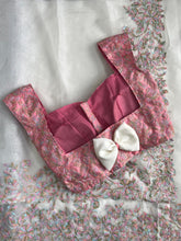 Load image into Gallery viewer, Beautiful Soft Tebby Silk Cream Color Embroidery Work Saree with Designer Unstitched Blouse