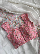 Load image into Gallery viewer, Beautiful Soft Tebby Silk Cream Color Embroidery Work Saree with Designer Unstitched Blouse