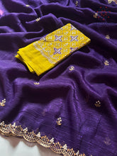 Load image into Gallery viewer, New Partywear Crunchy Chiffon Crush Silk Embroidery n Cut Work Fancy Designer Saree With Heavy Work Blouse