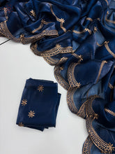 Load image into Gallery viewer, New Party Wear Jimmy Silk Embroidery Work Fancy Designer Saree With Blouse