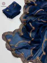 Load image into Gallery viewer, New Party Wear Jimmy Silk Embroidery Work Fancy Designer Saree With Blouse