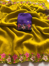 Load image into Gallery viewer, New Partywear Crunchy Chiffon Silk Embroidery n Cut Work Fancy Designer Saree