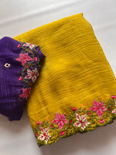 Load image into Gallery viewer, New Partywear Crunchy Chiffon Silk Embroidery n Cut Work Fancy Designer Saree