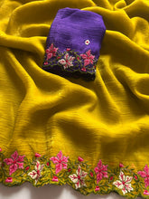 Load image into Gallery viewer, New Partywear Crunchy Chiffon Silk Embroidery n Cut Work Fancy Designer Saree