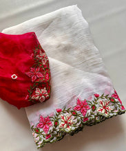 Load image into Gallery viewer, New Partywear Crunchy Chiffon Silk Embroidery n Cut Work Fancy Designer Saree