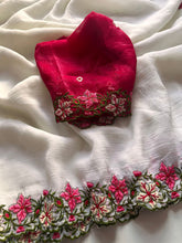 Load image into Gallery viewer, New Partywear Crunchy Chiffon Silk Embroidery n Cut Work Fancy Designer Saree
