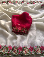 Load image into Gallery viewer, New Partywear Crunchy Chiffon Silk Embroidery n Cut Work Fancy Designer Saree