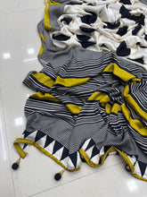 Load image into Gallery viewer, New Wedding Wear Pure Satin Soft Silk Print With Tussles Work Fancy Designer Saree With Blouse