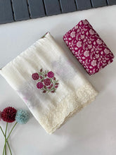 Load image into Gallery viewer, Latest Off white Color Pure Crush Georgette Chiffon Embroidered Work Wedding Wear Fancy Designer Saree